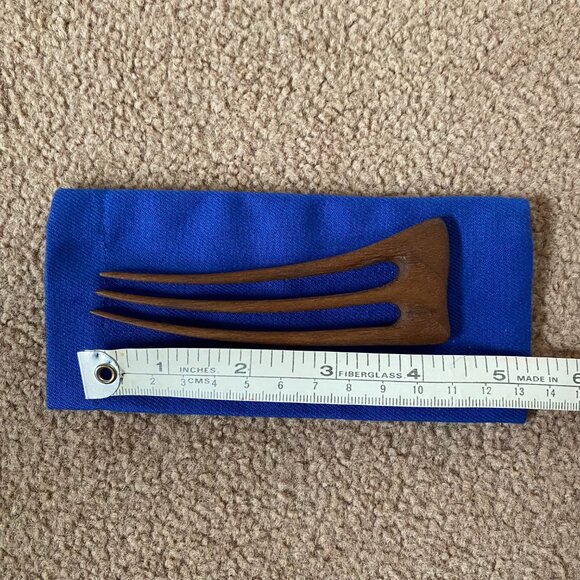 Walnut Wood Hair Fork Three Pronged Lightweight MD Wooden Art Lithuanian - Picture 4 of 5